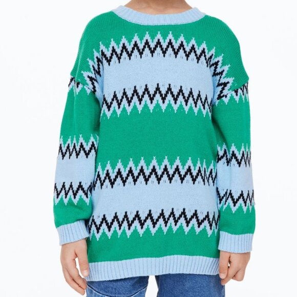 NEW H&M Kids Jacquard-knit Sweater Light blue/patterned - Picture 1 of 4